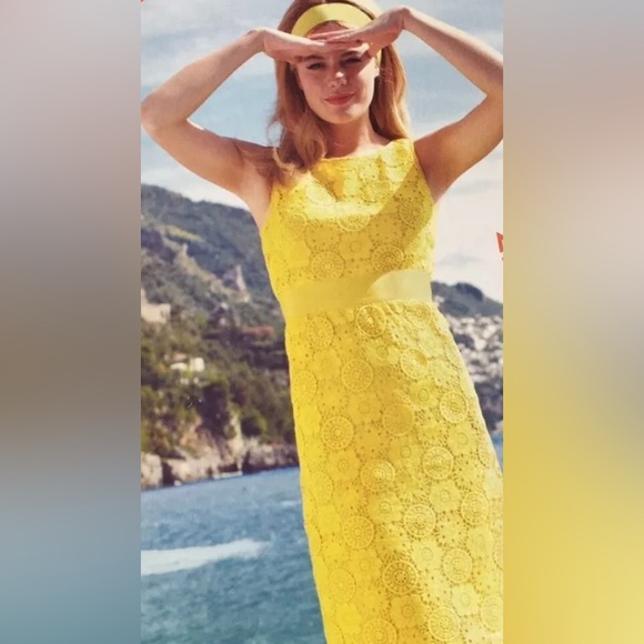 Boden Sleeveless Yellow Crochet A-Line Sheath Dress Size 8 - Picture 2 of 12